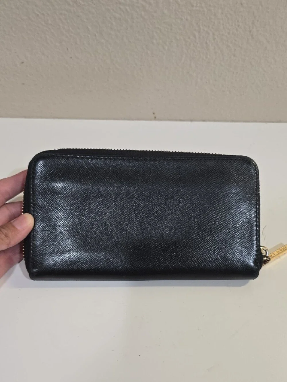 Tory Burch Black Zip-Around Wallet with Gold Logo